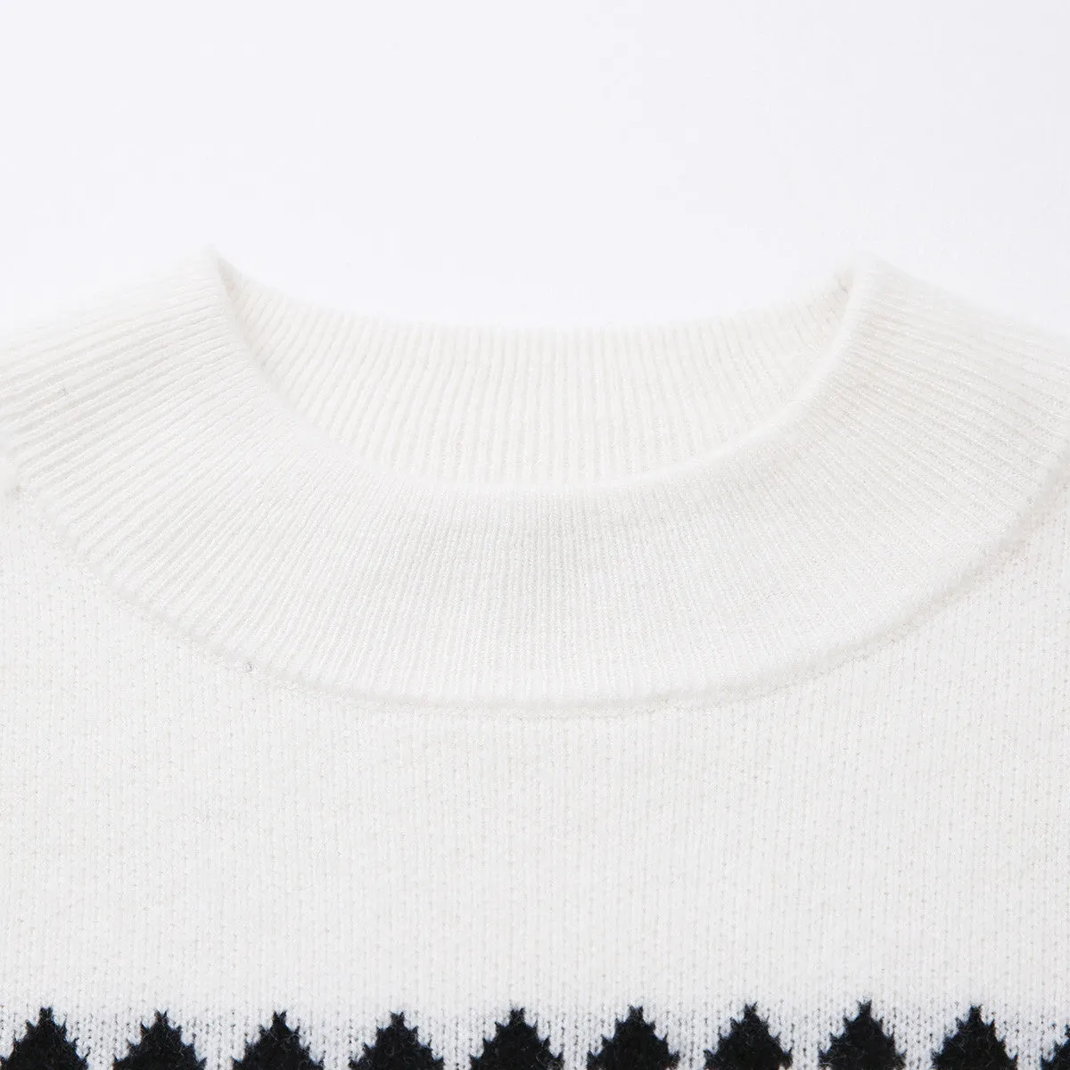 100% Wool Kids Mock Neck Jacquard Sweater