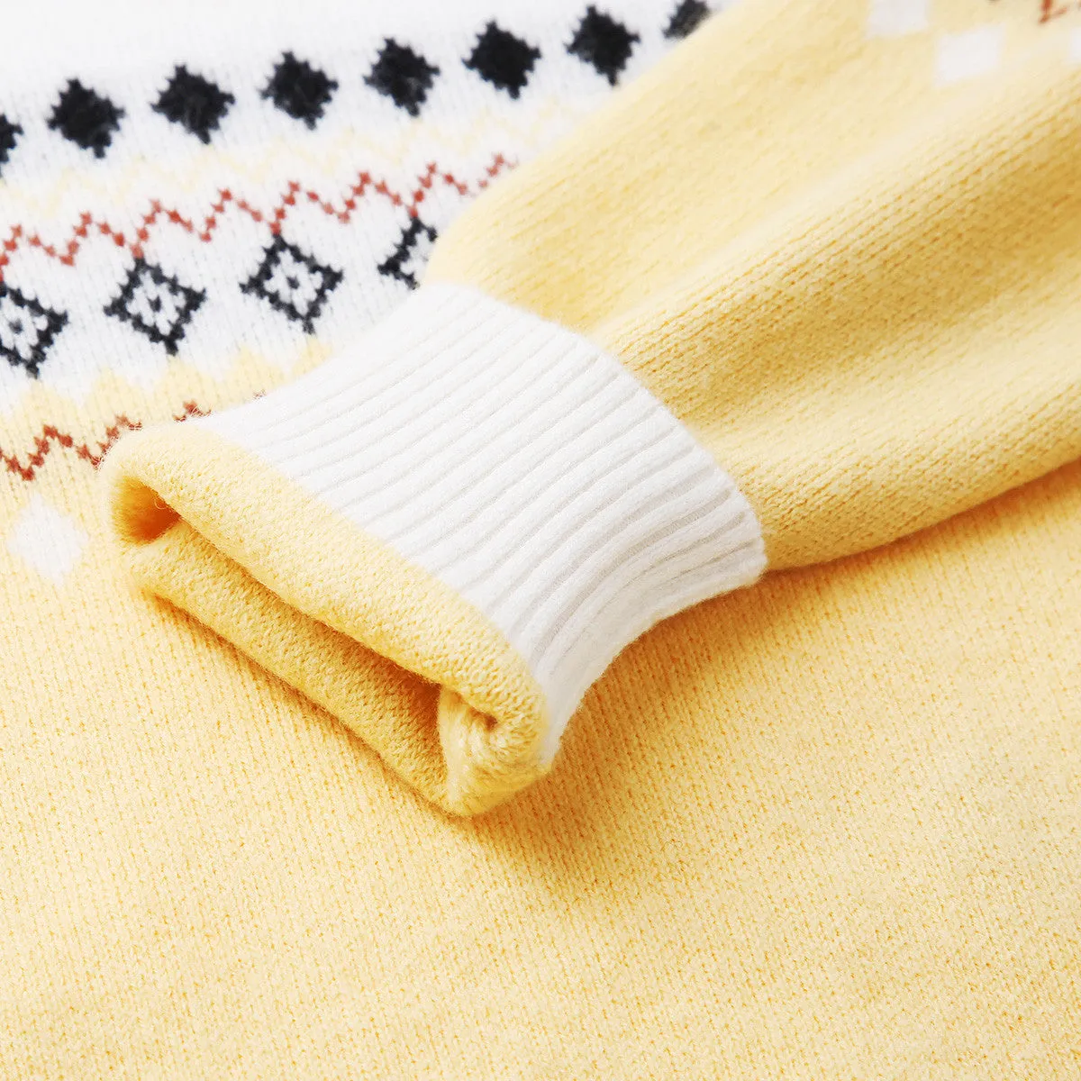 100% Wool Kids Mock Neck Jacquard Sweater