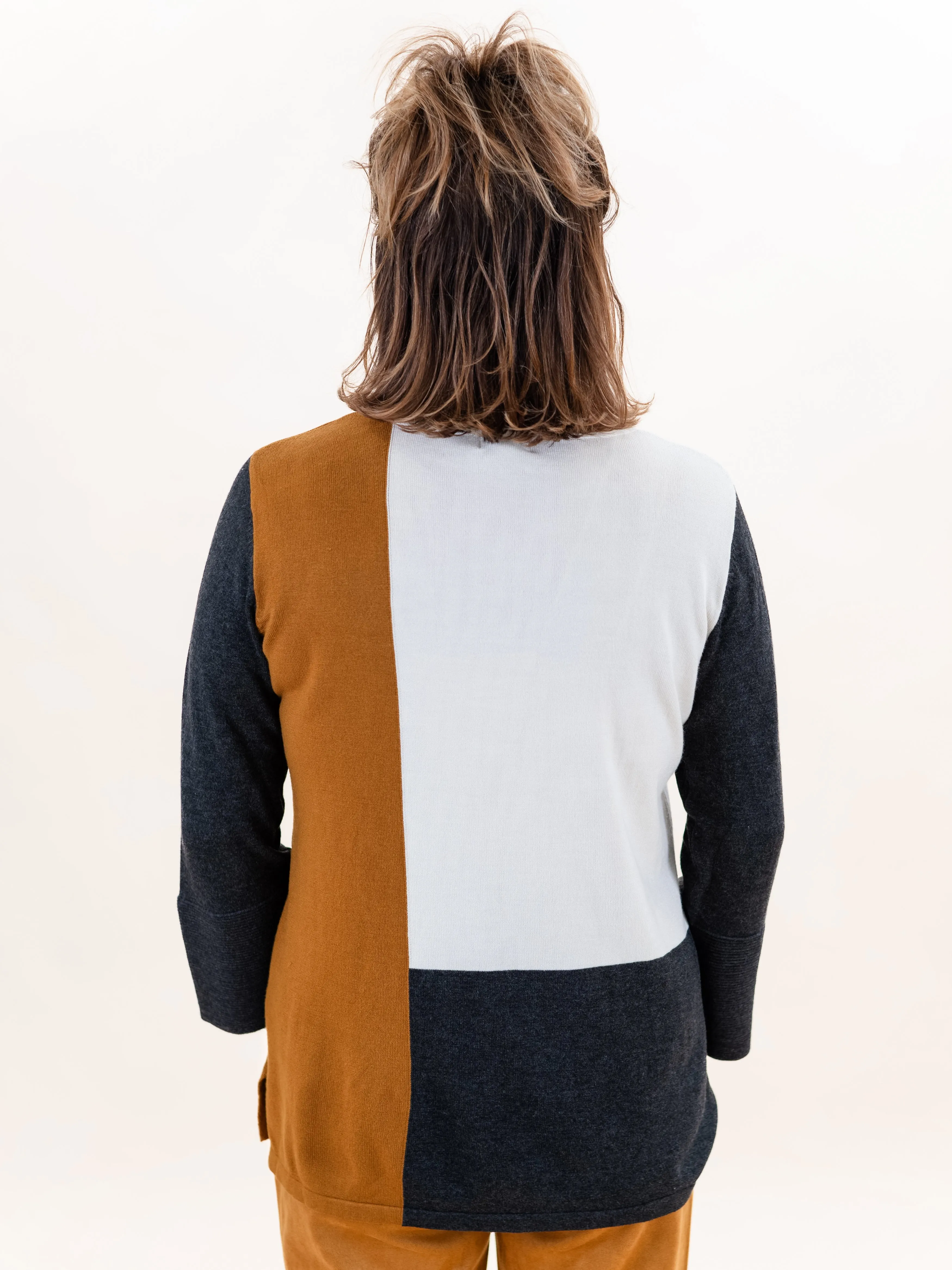 3/4 Sleeve Color Block Sweater by Multiples