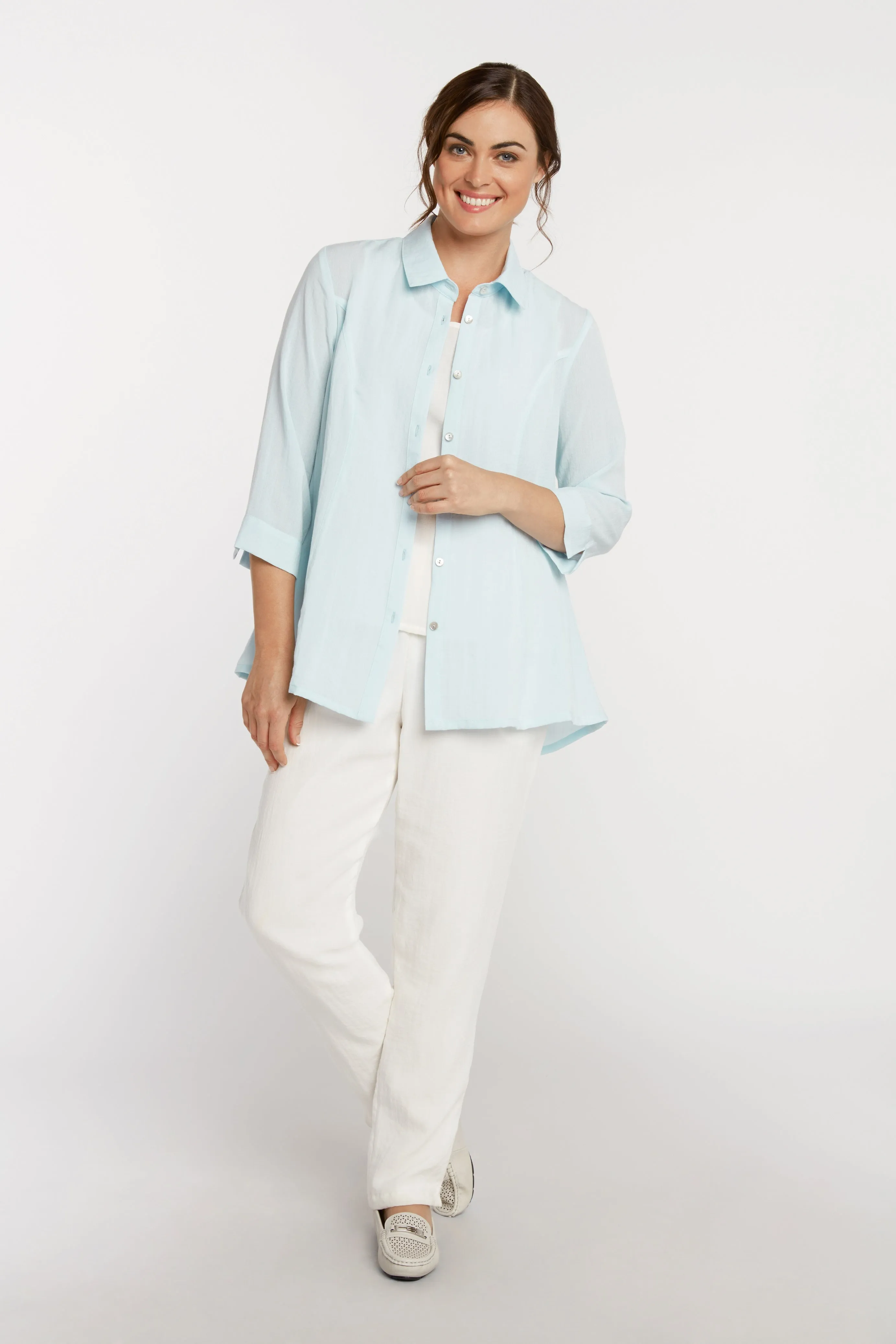 AA224 - Veronica Button-Up Linen Blouse