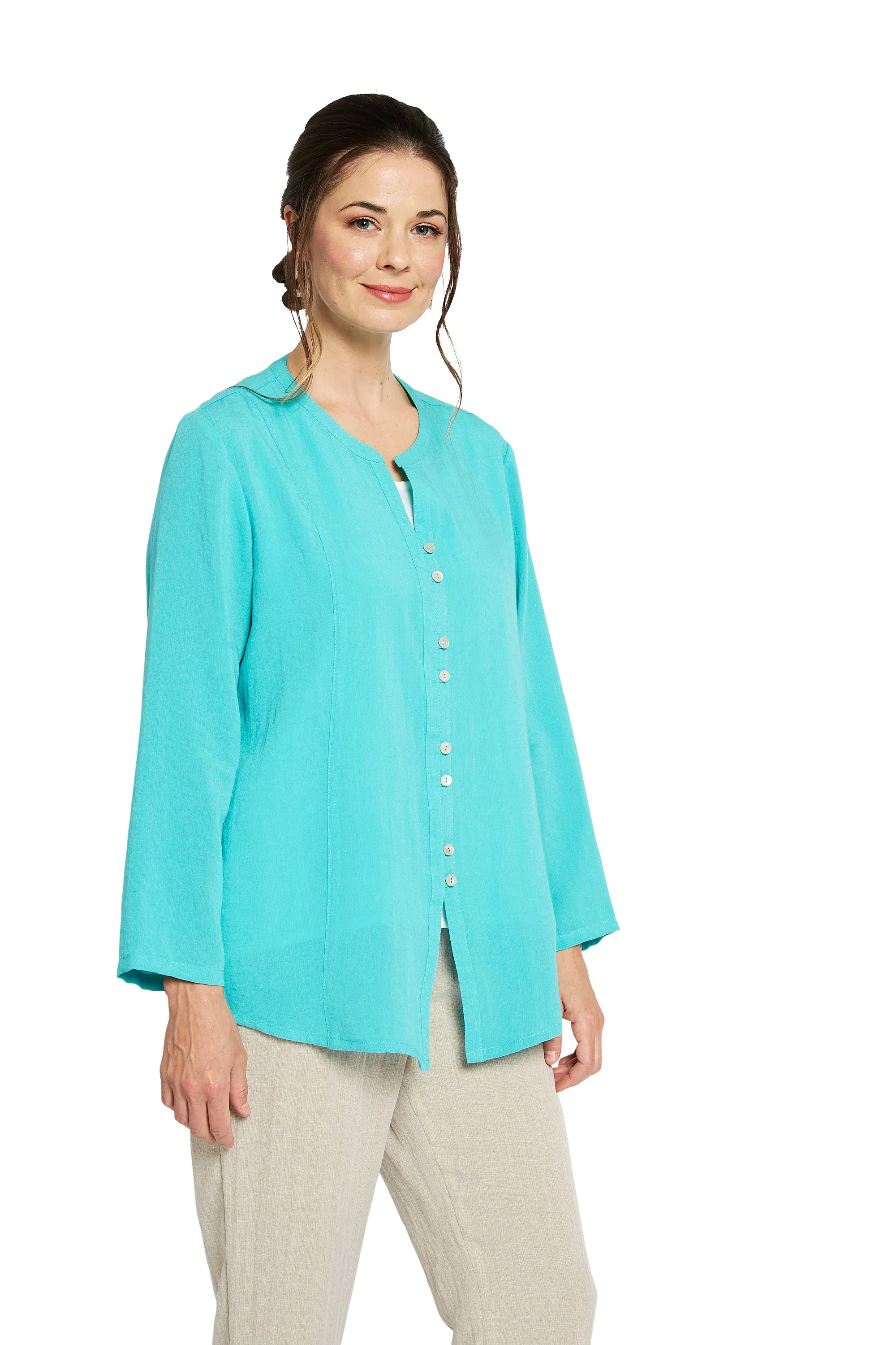 AA277 - Felicity Button-Up Linen Blouse