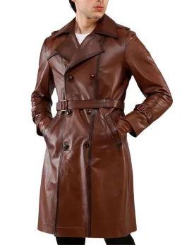 Astro Tan Leather Trench Coat