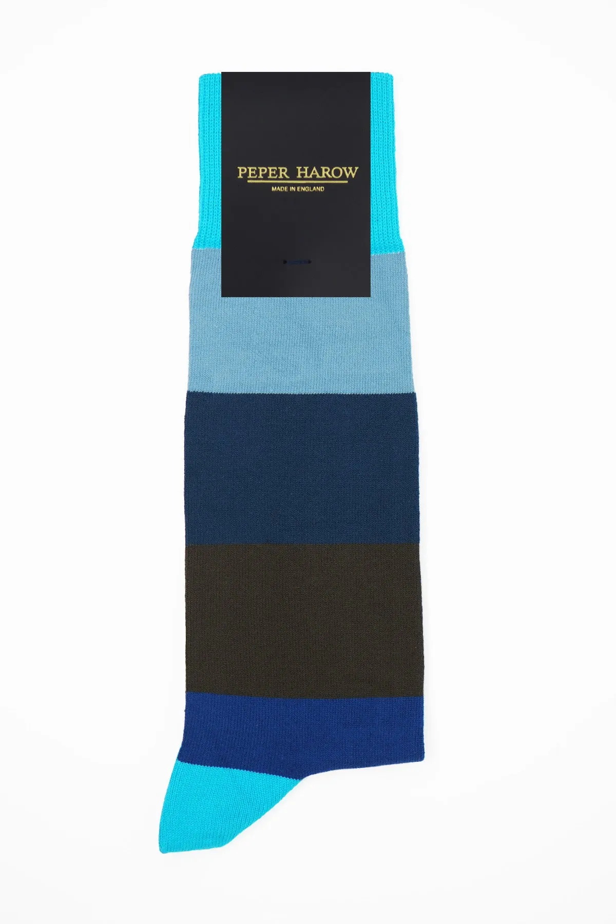 Block Stripe Men's Socks - Aqua