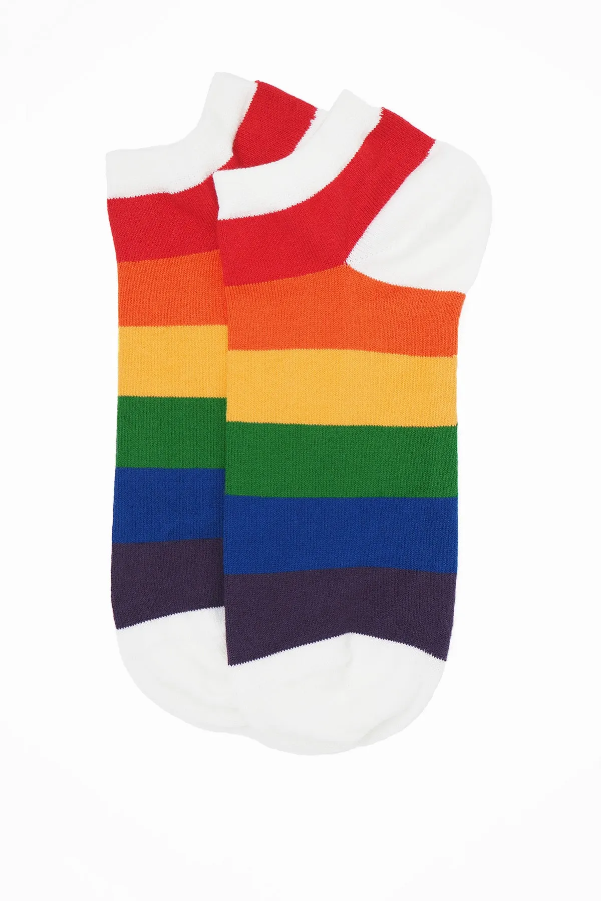 Block Stripe Men's Trainer Socks - Rainbow