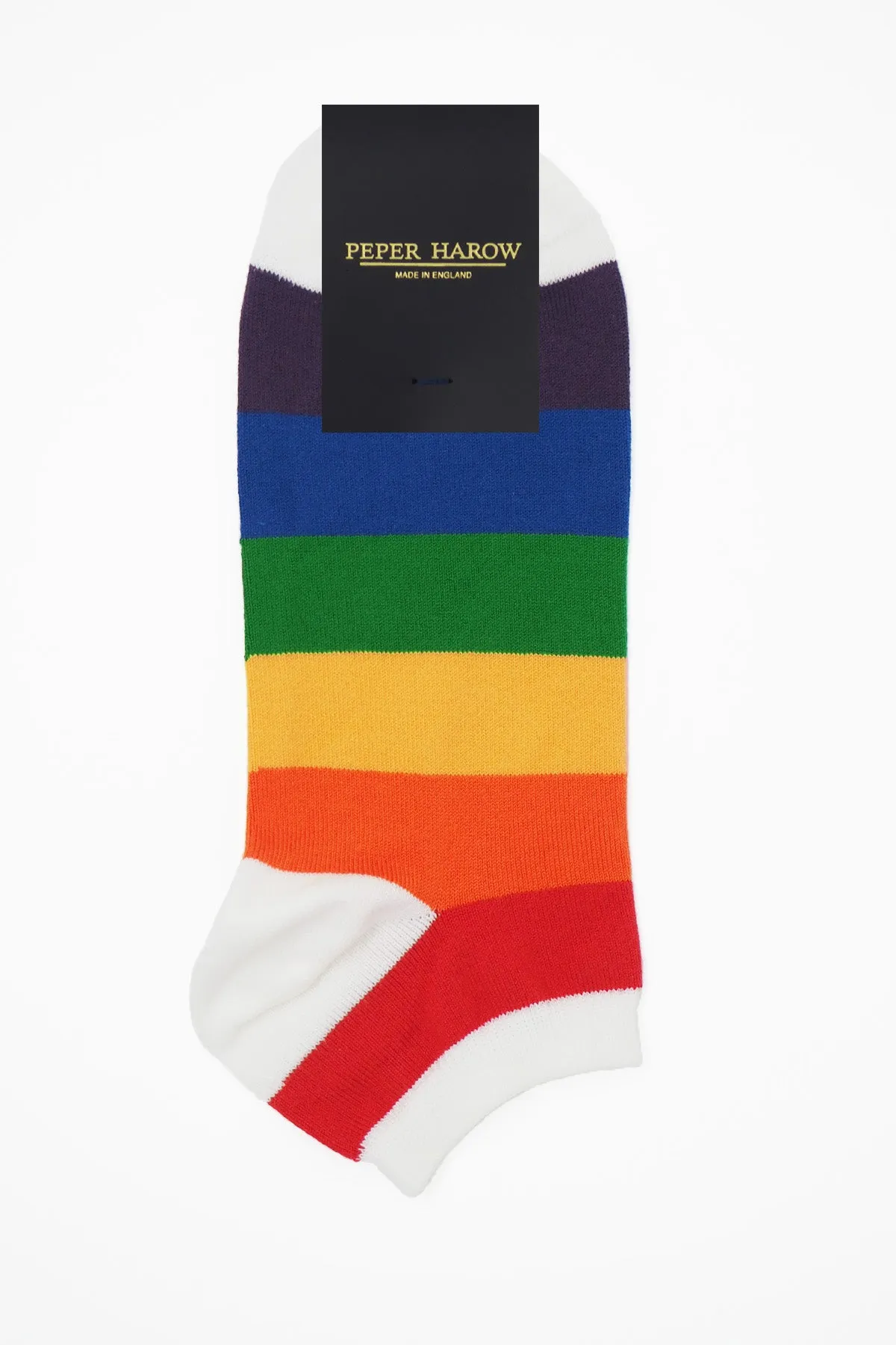 Block Stripe Men's Trainer Socks - Rainbow