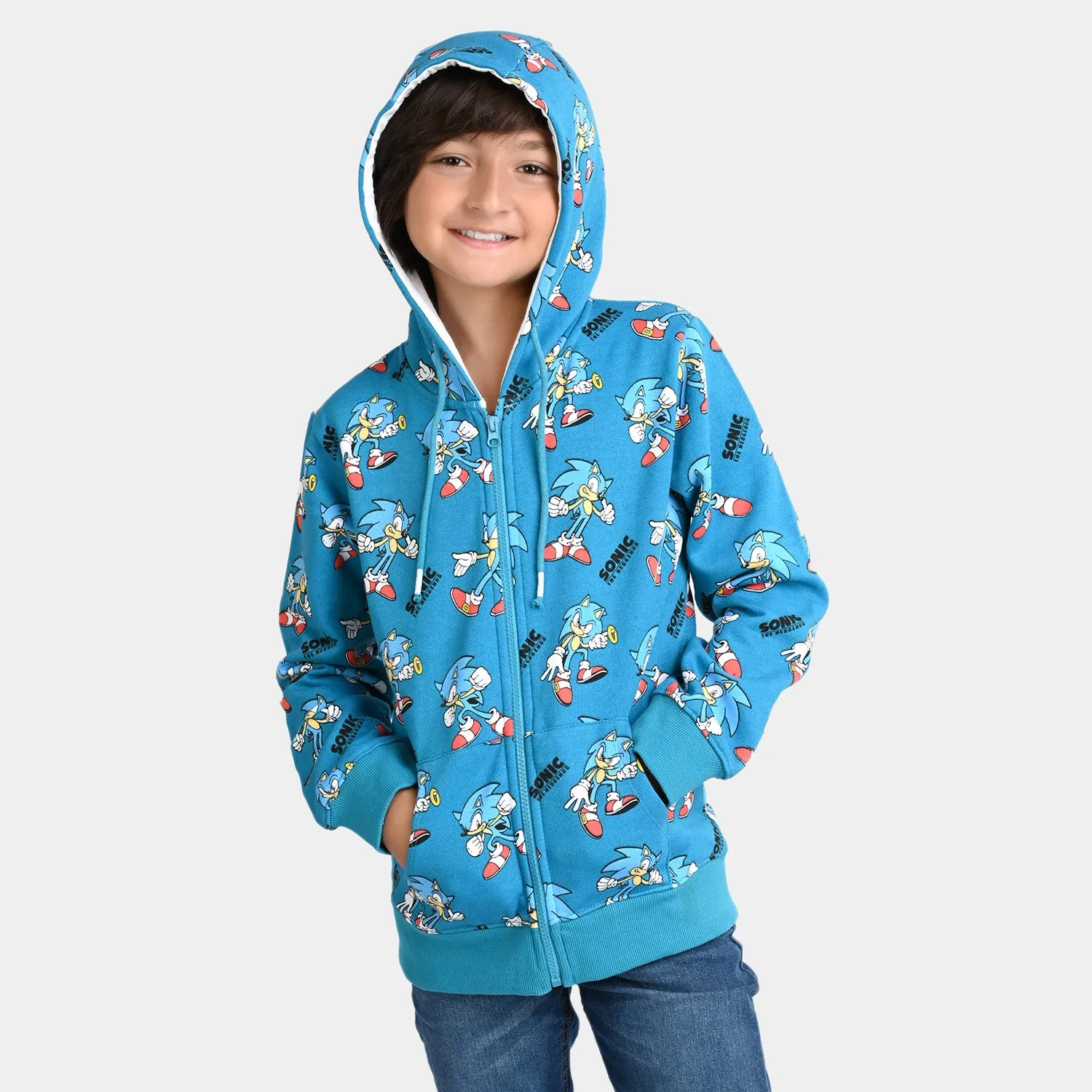 Boys Fleece Knitted Jacket Sonic-E-Blue