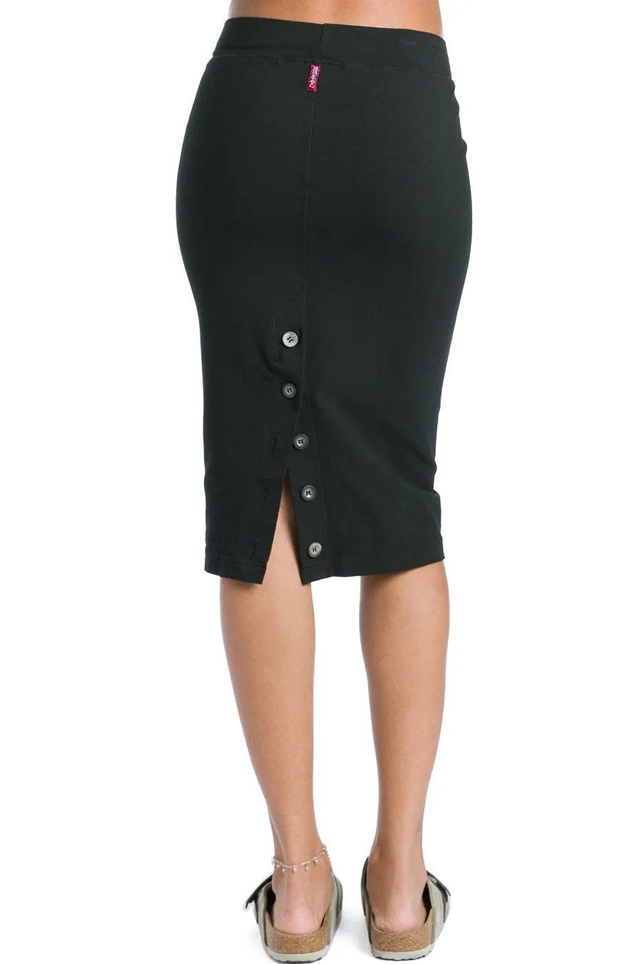 Button-Back Pencil Skirt