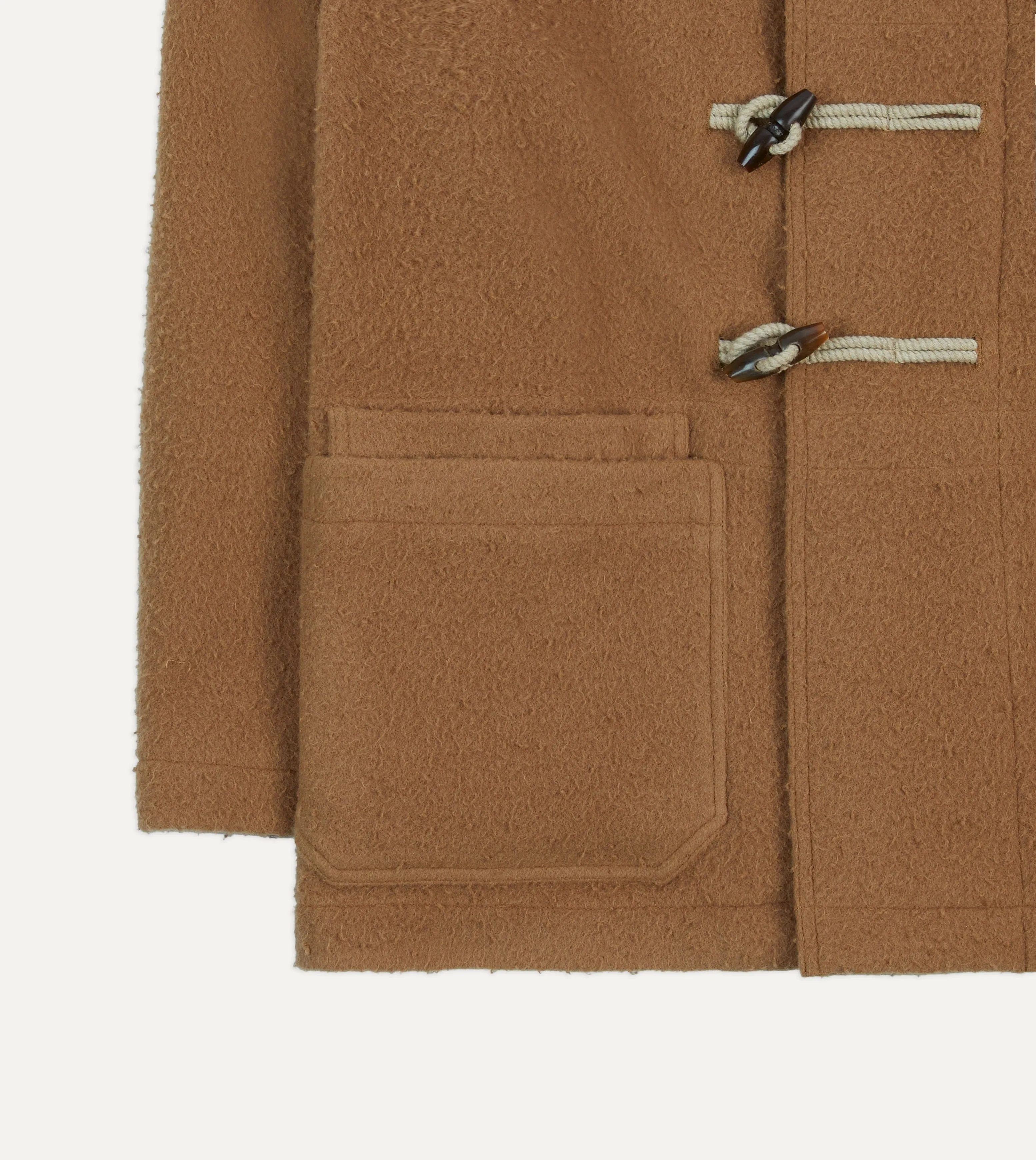 Camel Casentino Wool Short Duffle Coat