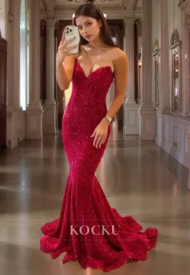 Chic & Modern V-Neck Sleeveless Mermaid Sequined Evening Party Prom Dress