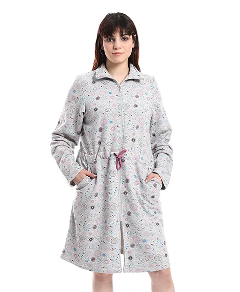 Comfy Coat Women's Winter Zip Dress - Grey