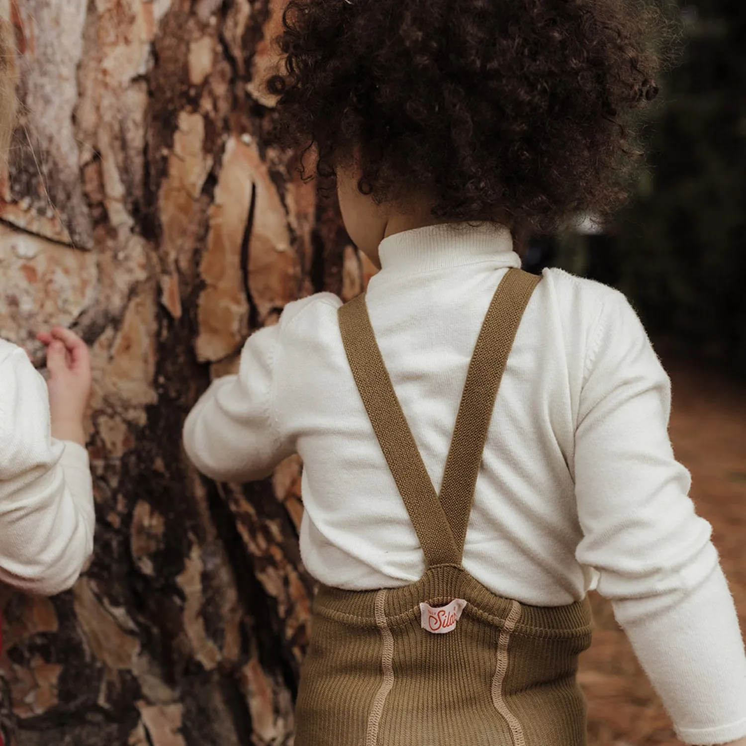 Cotton Rib Tights with Braces - Acorn brown