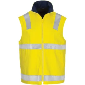 Dnc Workwear Hi-vis Cotton Drill Reversible Vest With Generic Reflective Tape - 3765