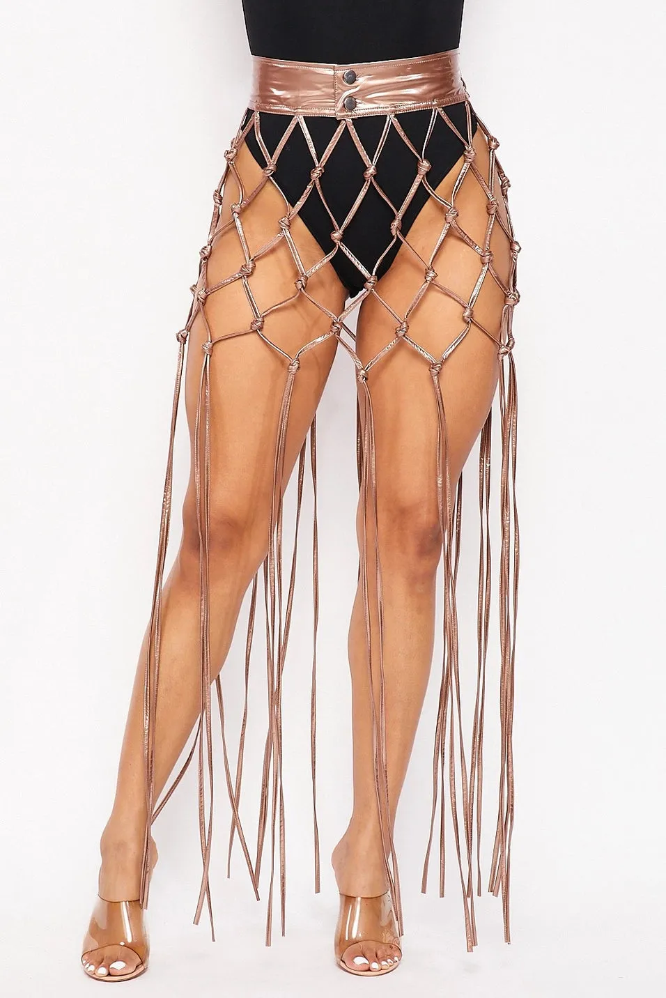 For the Thrill Metallic Fringe Skirt