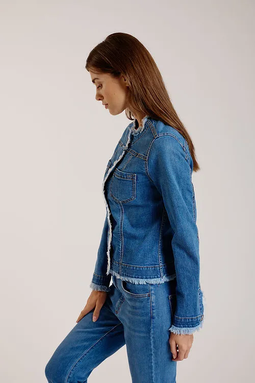 FRINGE JEAN JACKET - BLUE