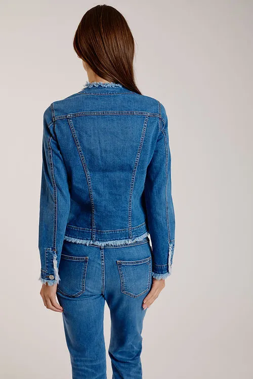 FRINGE JEAN JACKET - BLUE