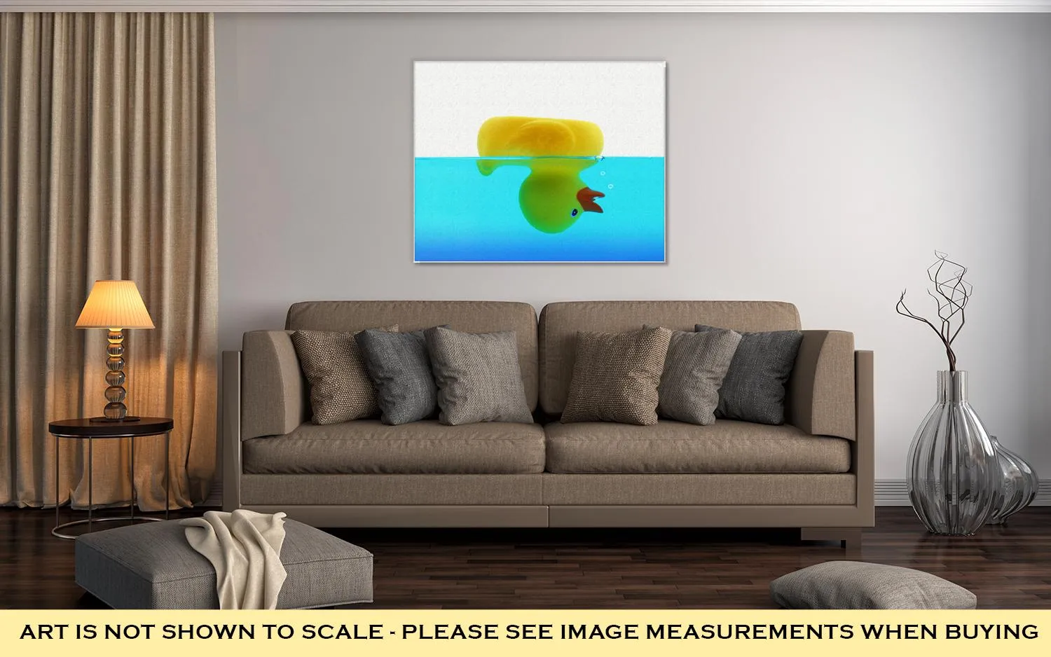 Gallery Wrapped Canvas, Drowning Duck In Blue Water