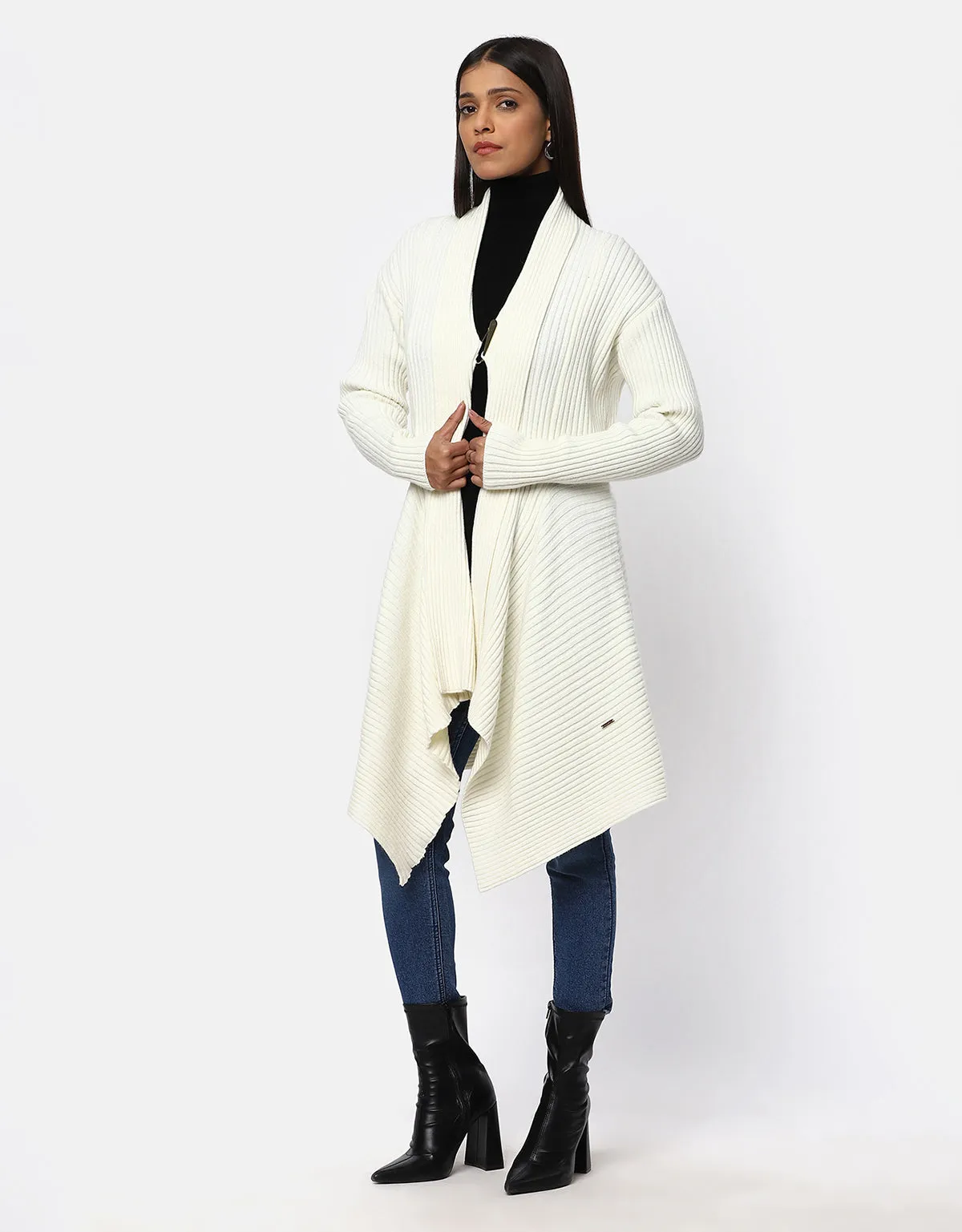 Herringbone Pattern Short Woolen Coat