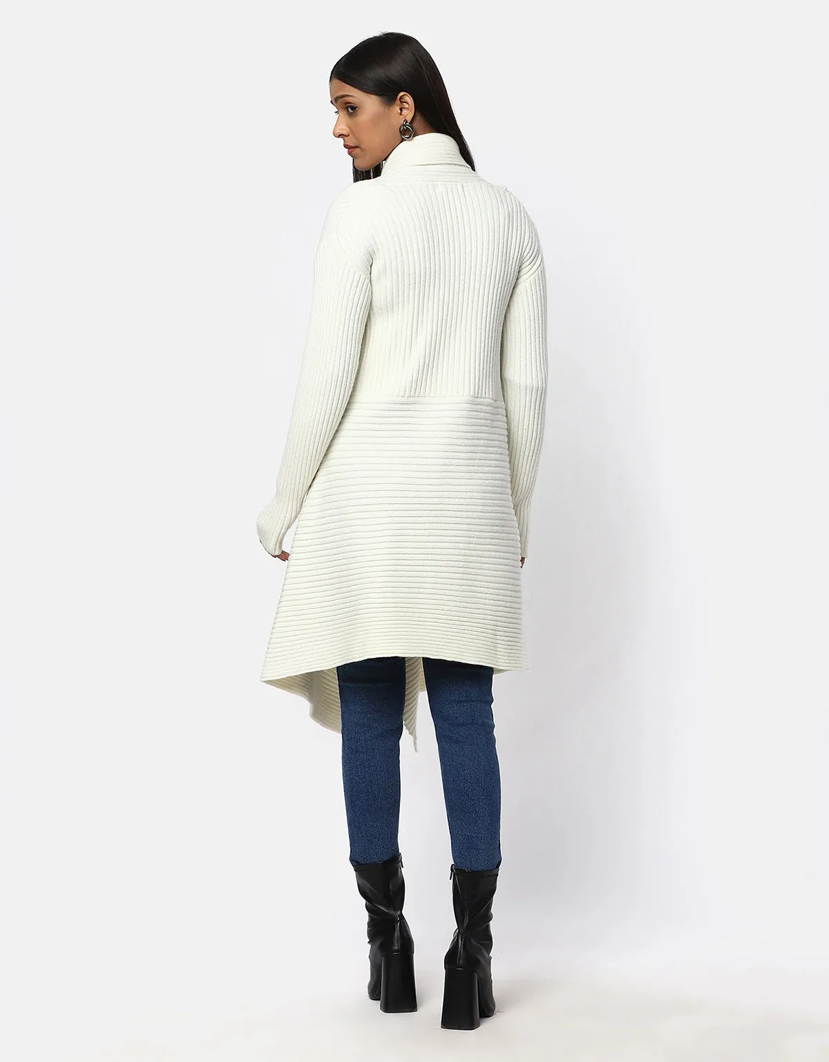 Herringbone Pattern Short Woolen Coat