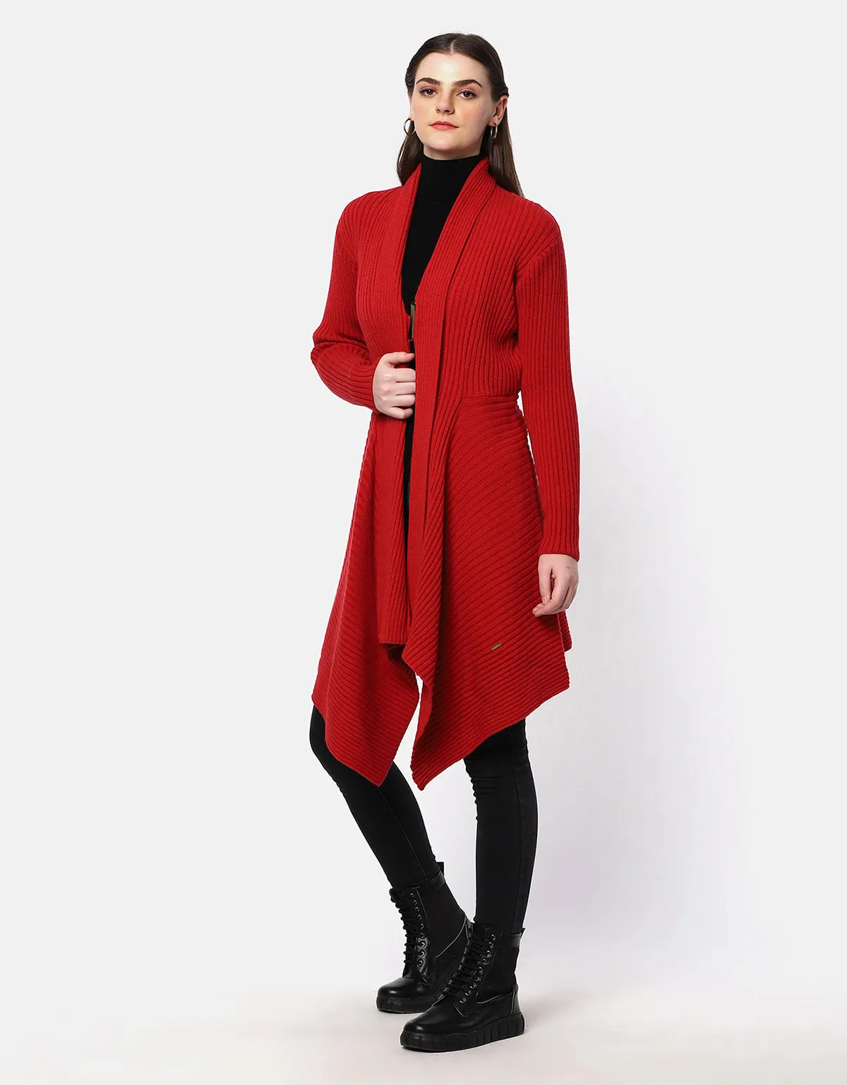 Herringbone Pattern Short Woolen Coat