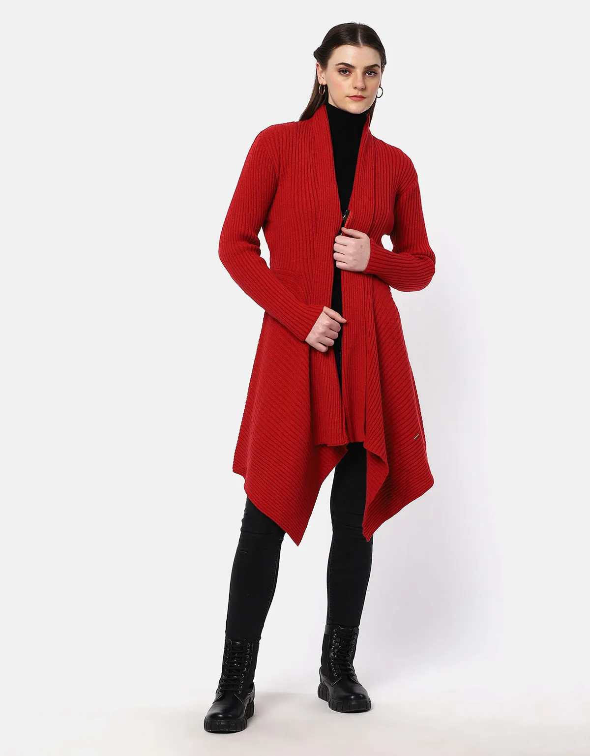 Herringbone Pattern Short Woolen Coat