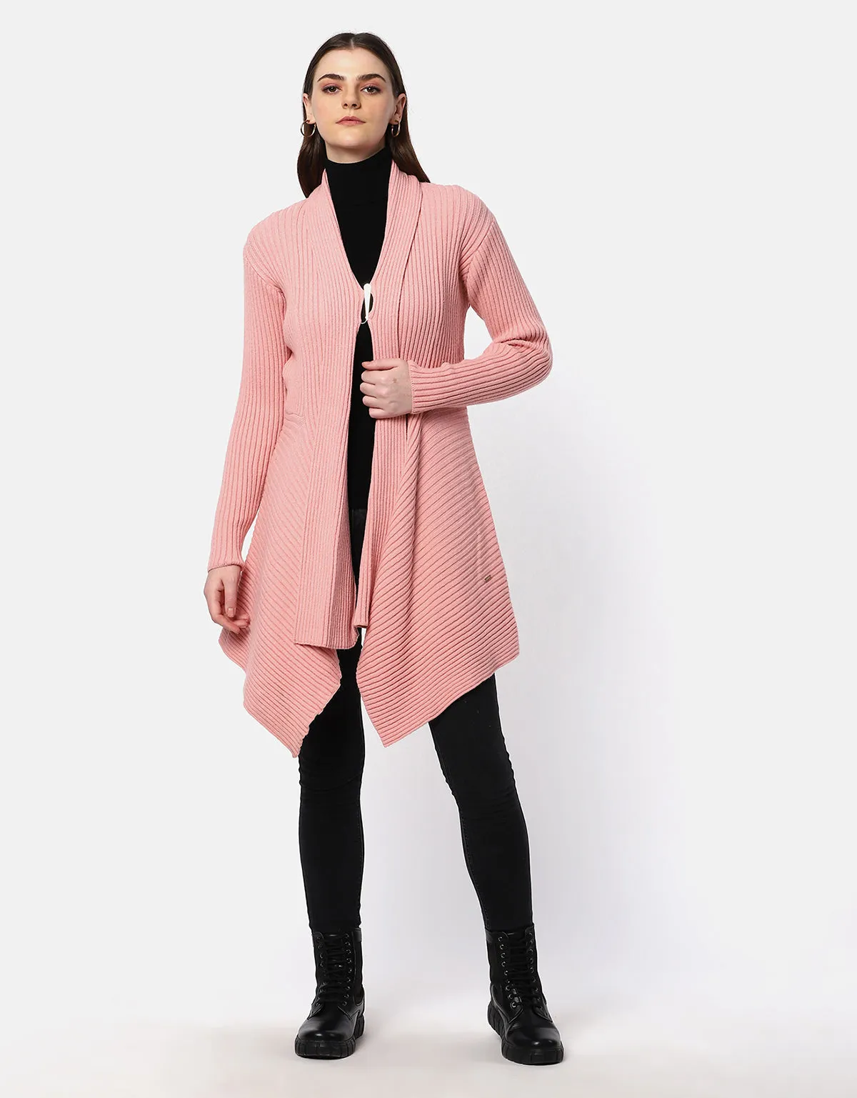 Herringbone Pattern Short Woolen Coat