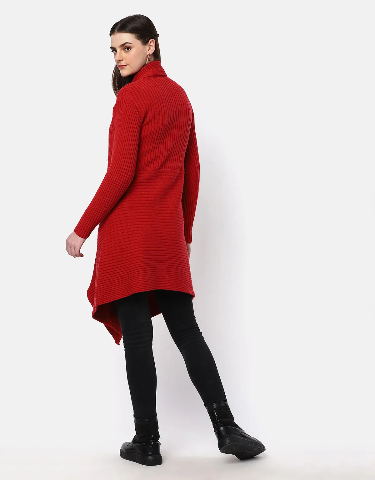 Herringbone Pattern Short Woolen Coat