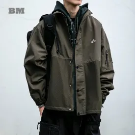 Japanese Streetwear Stand Collar Hiking Jacket - Waterproof Coat