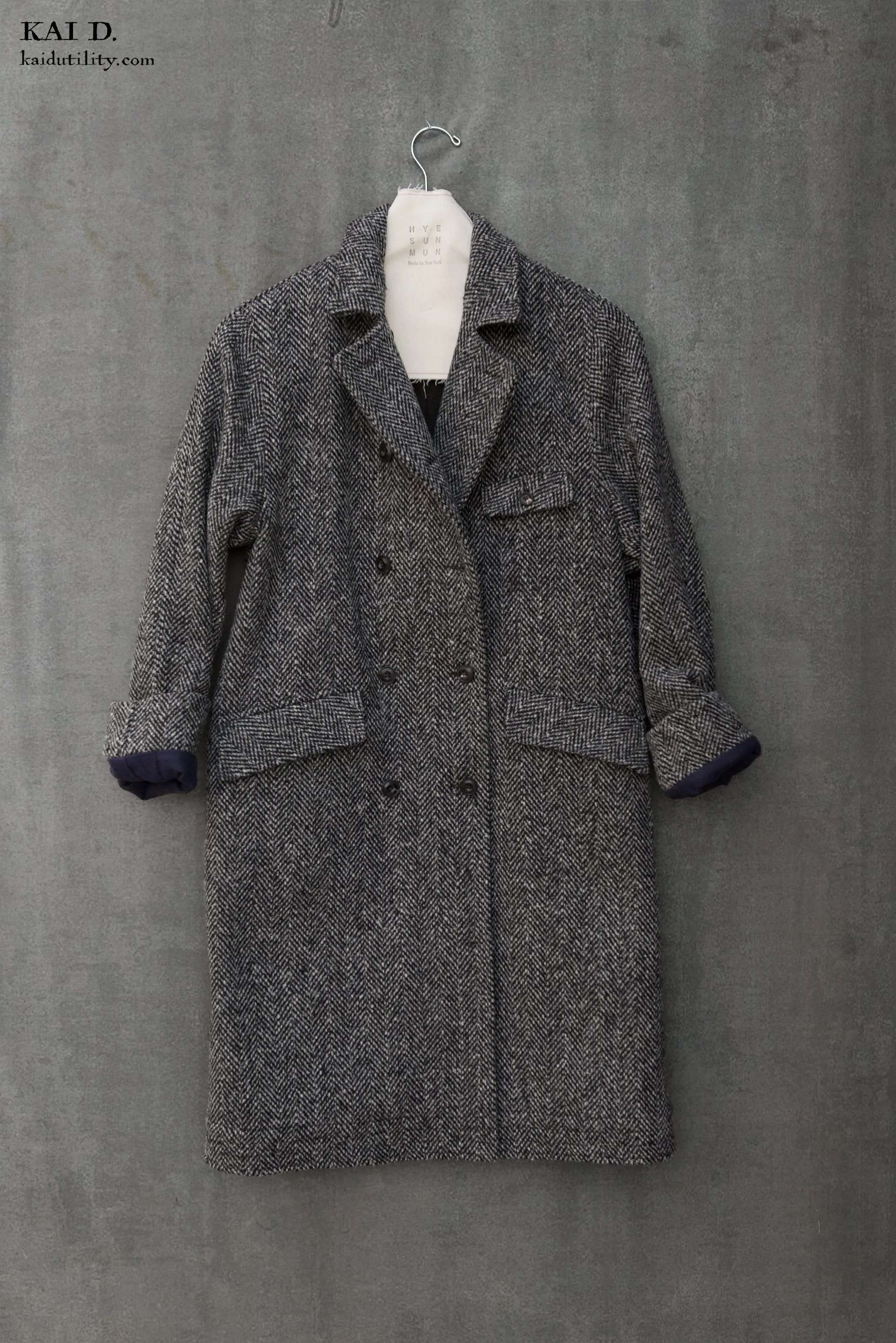 Keaton Trench Coat - Heavy Wool Herringbone Tweed- XS