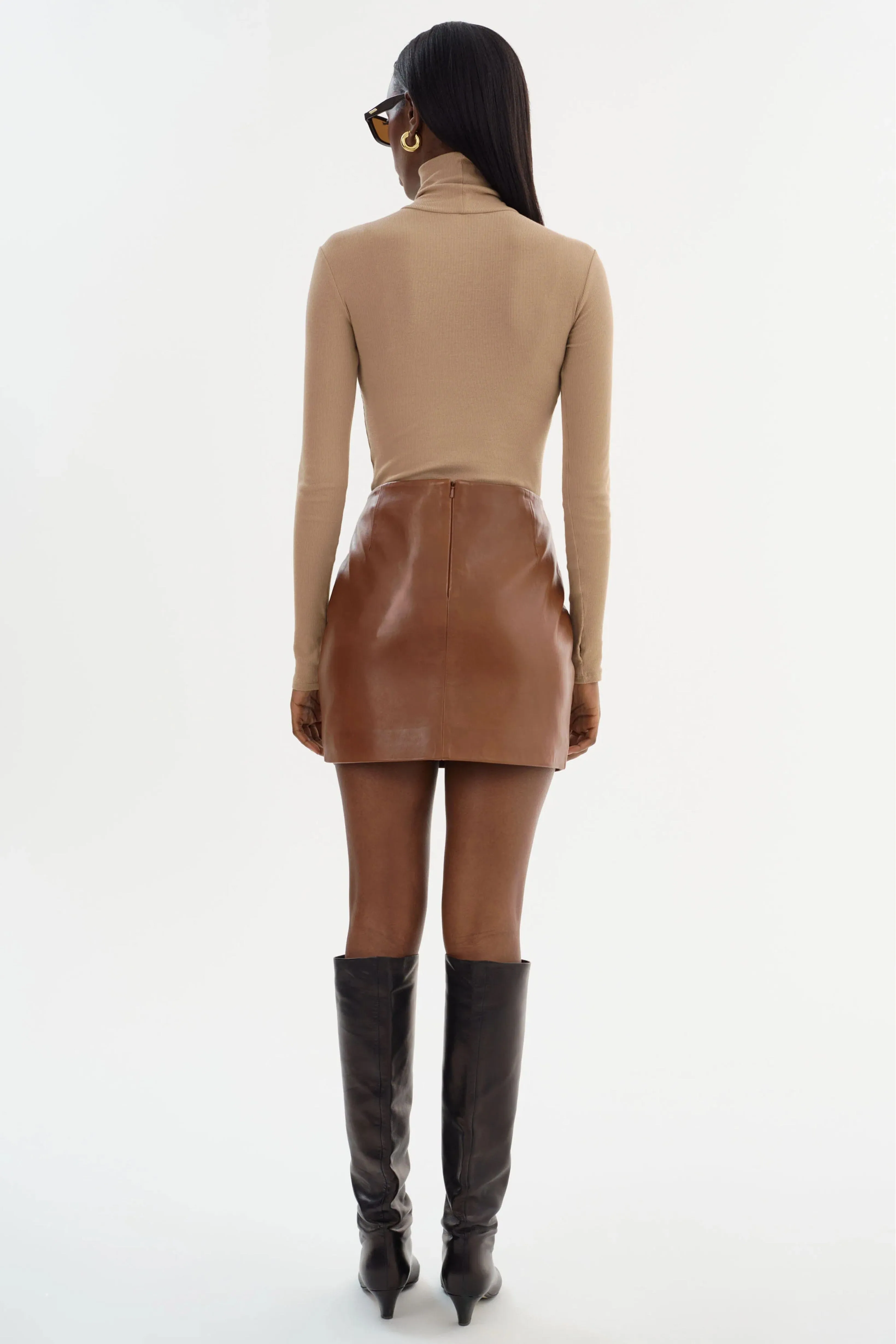 LAMARQUE | Rowan Leather Mini Skirt - Luggage