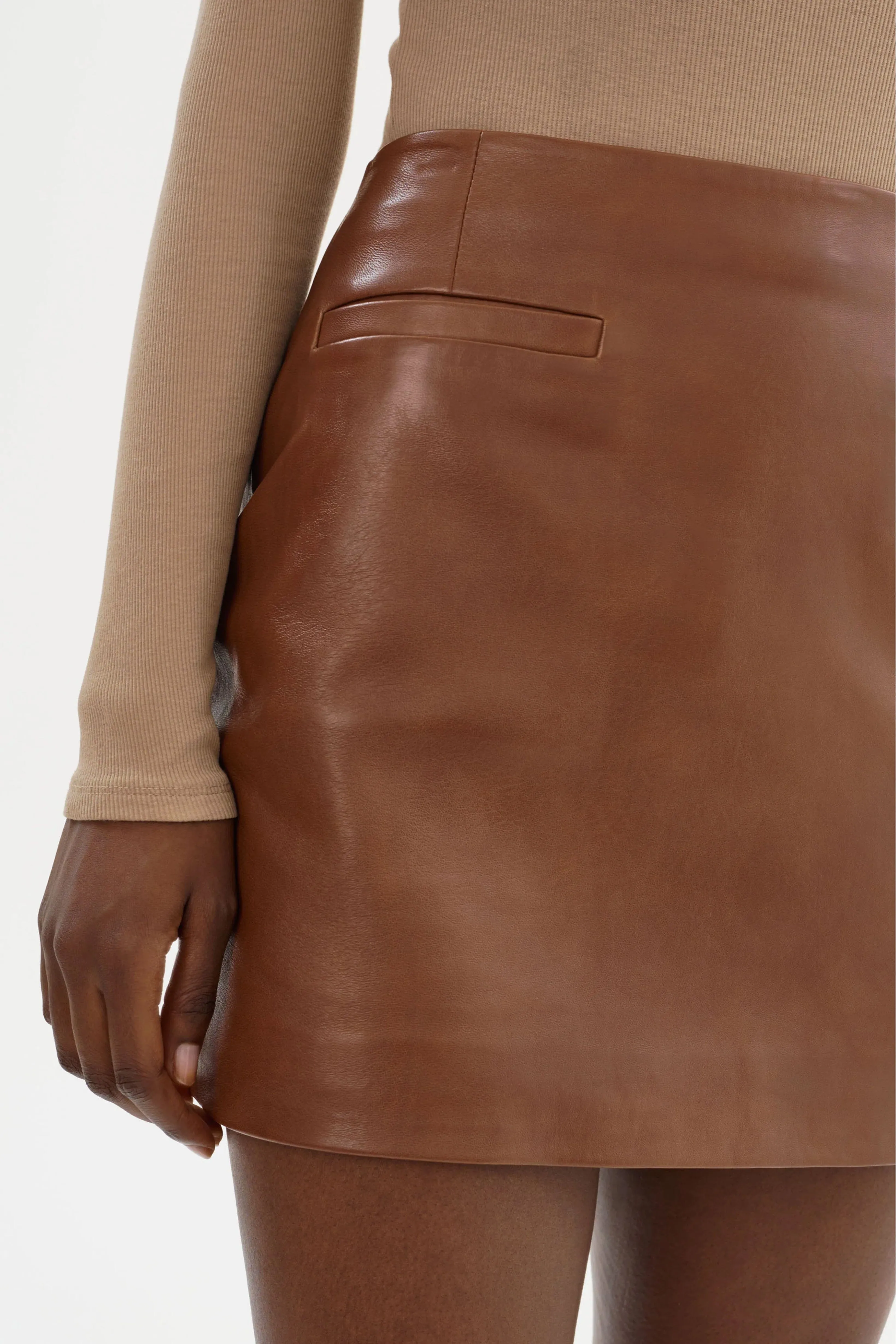 LAMARQUE | Rowan Leather Mini Skirt - Luggage