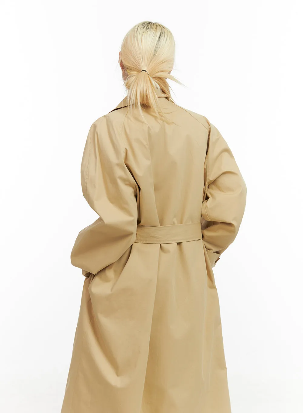 Long Sleeve Solid Cotton Trench Coat CO414