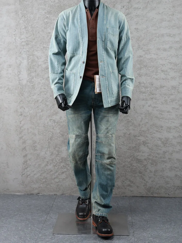 Men's Washed Denim Kimono Jacket