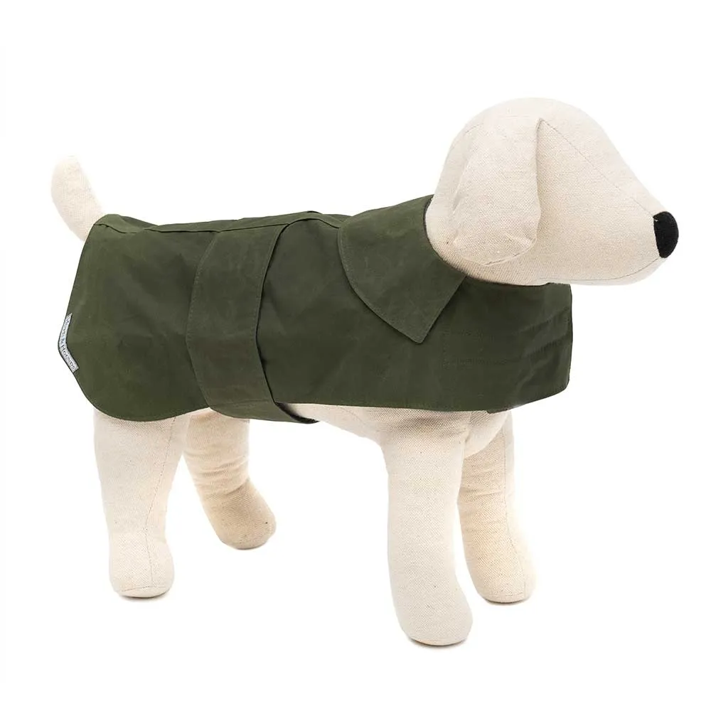 Mutts & Hounds Wax Waterproof Dog Coat - Olive Green