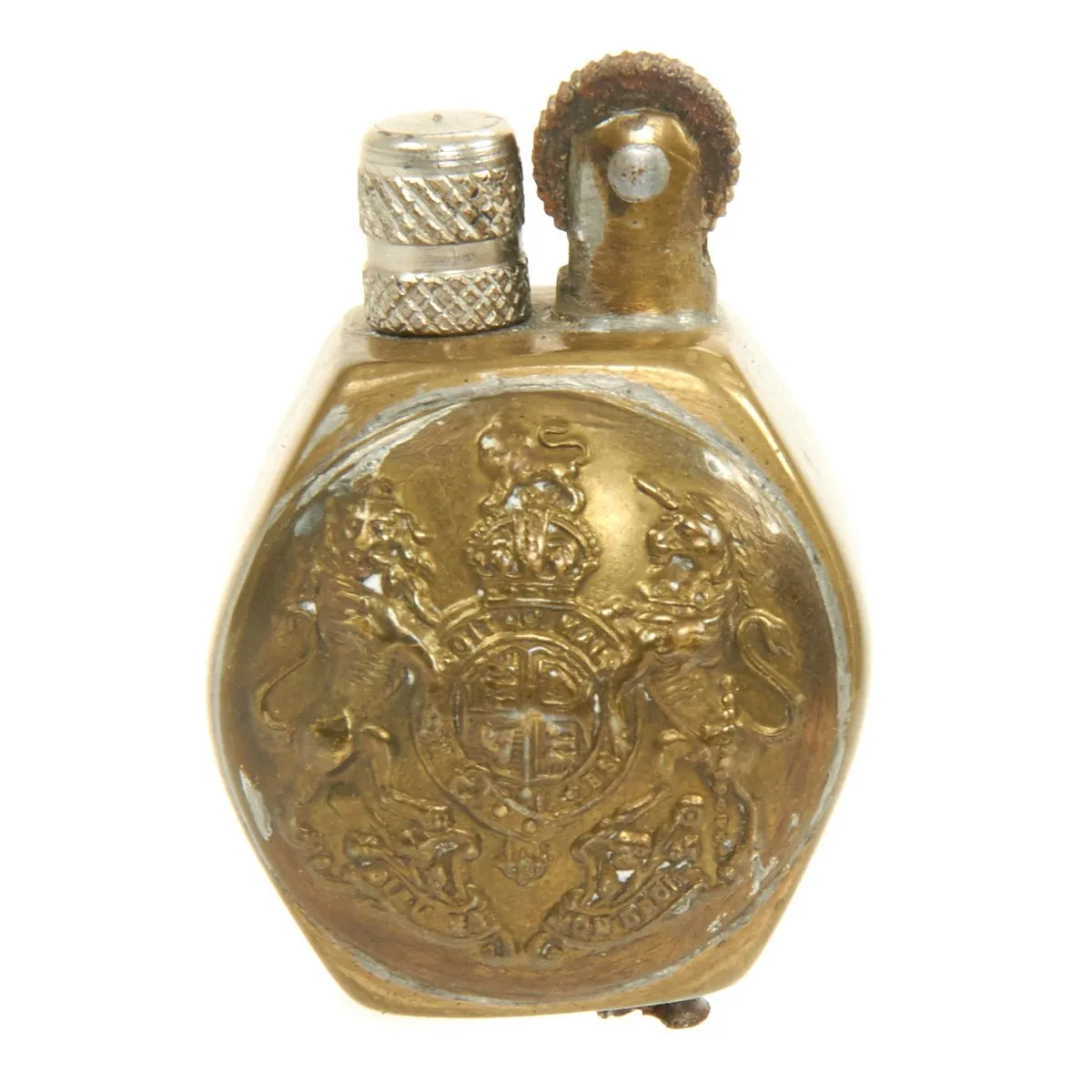 Original British WWI Tommy Trench Art Brass Lighter made from General Service Buttons