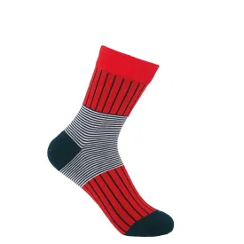 Oxford Stripe Women's Socks - Scarlet