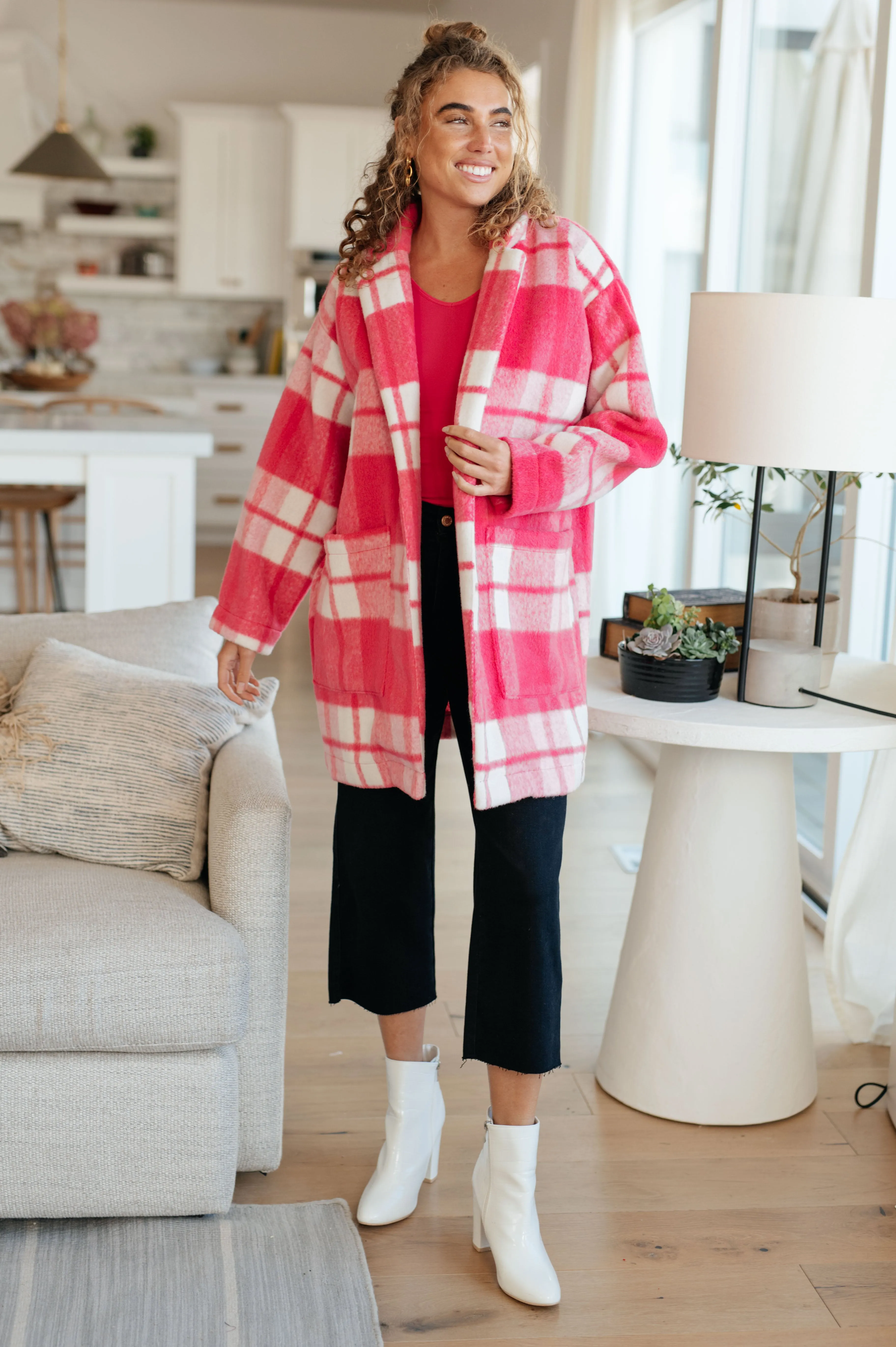 Passion in Plaid Coat in Pink - 10/11