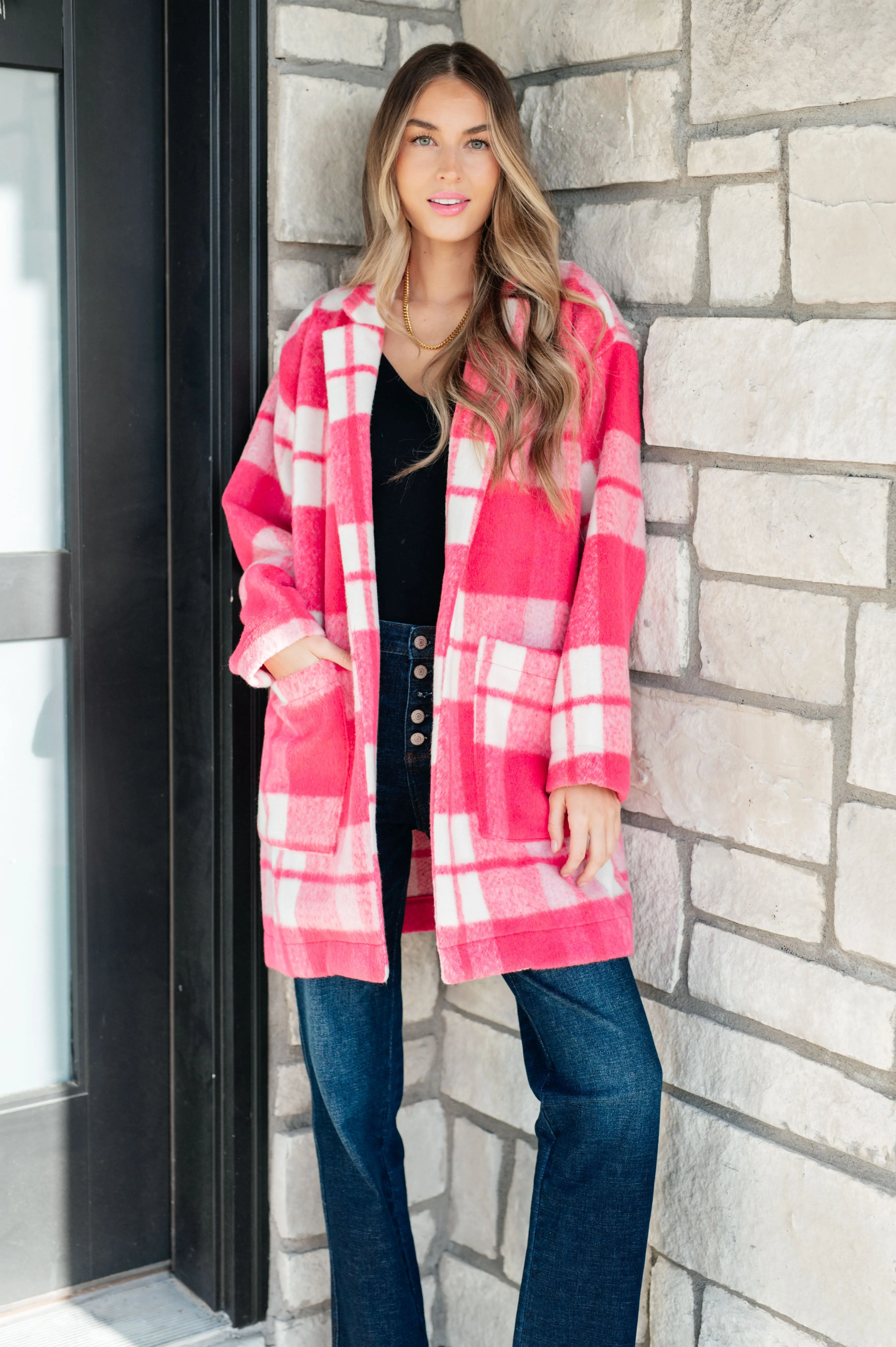 Passion in Plaid Coat in Pink - 10/11