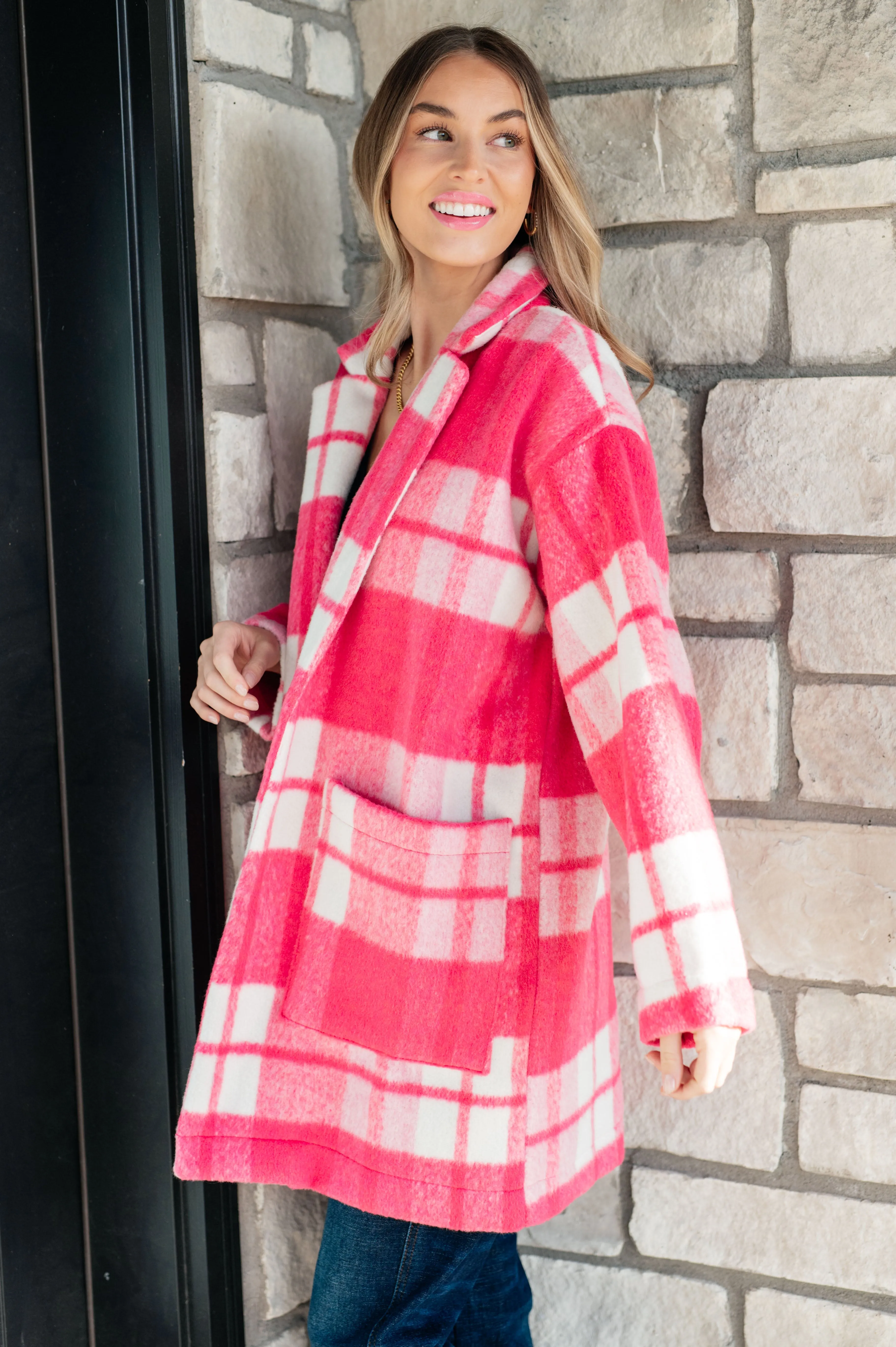 Passion in Plaid Coat in Pink - 10/11