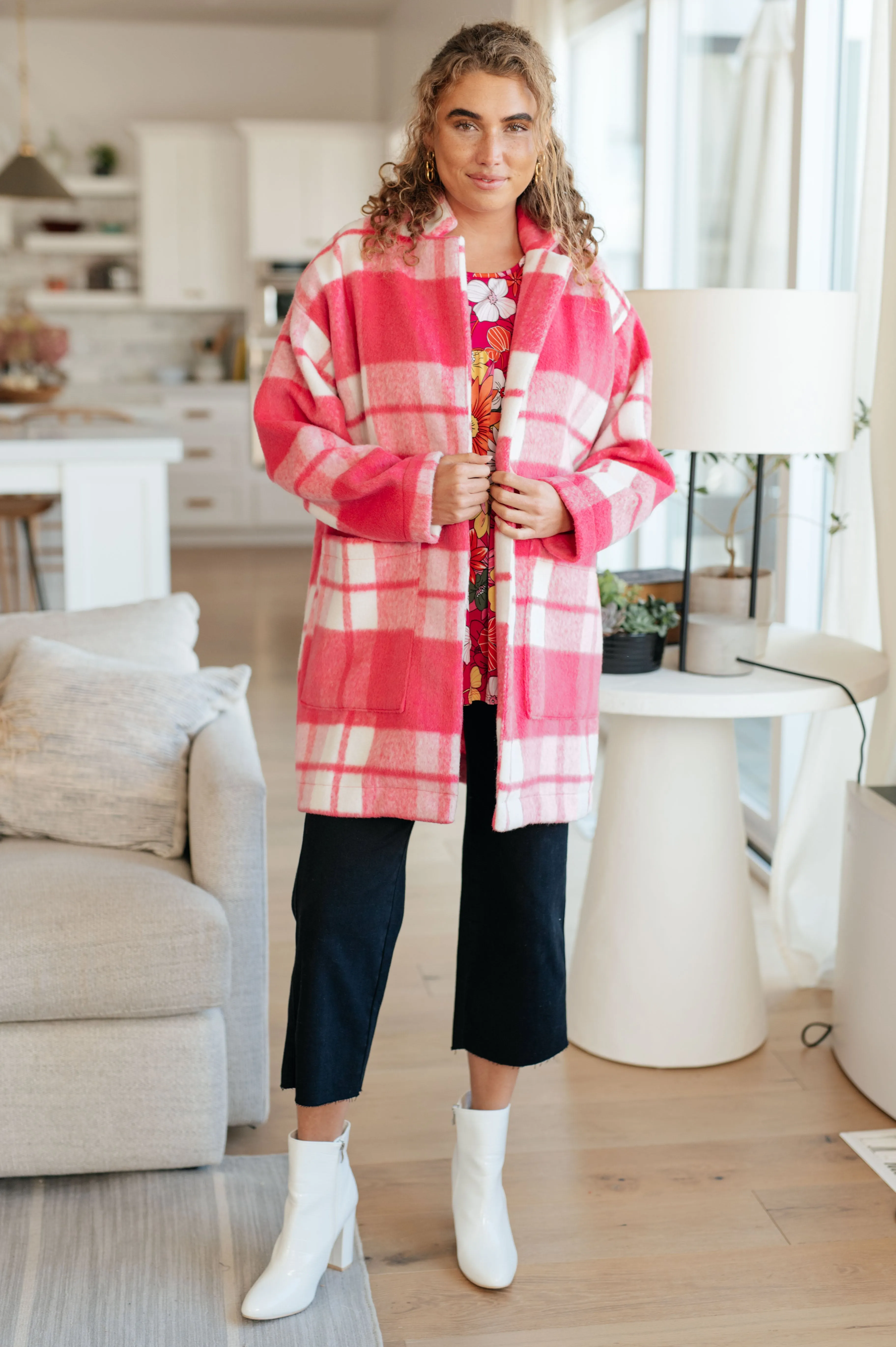 Passion in Plaid Coat in Pink - 10/11