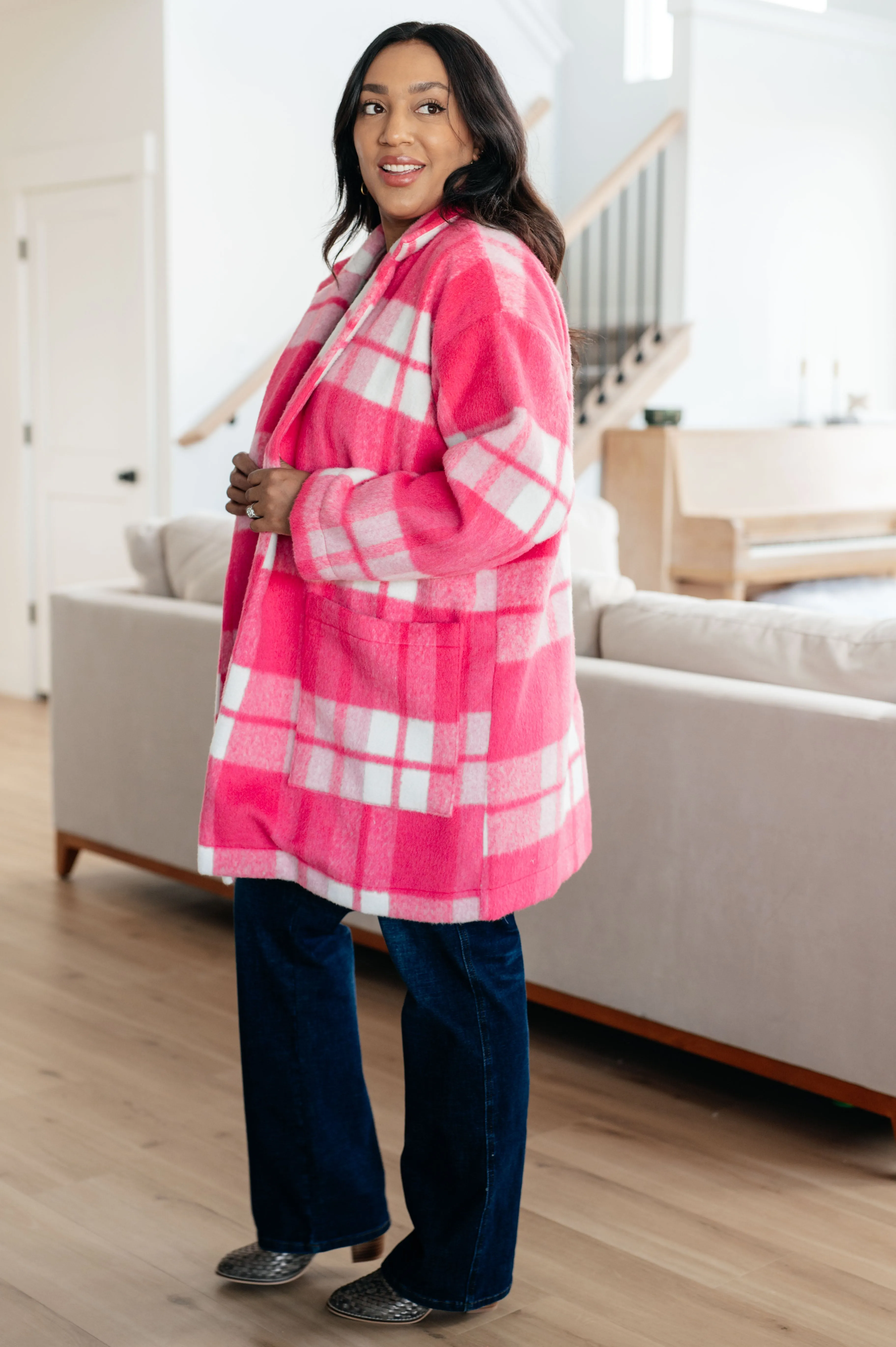 Passion in Plaid Coat in Pink - 10/11