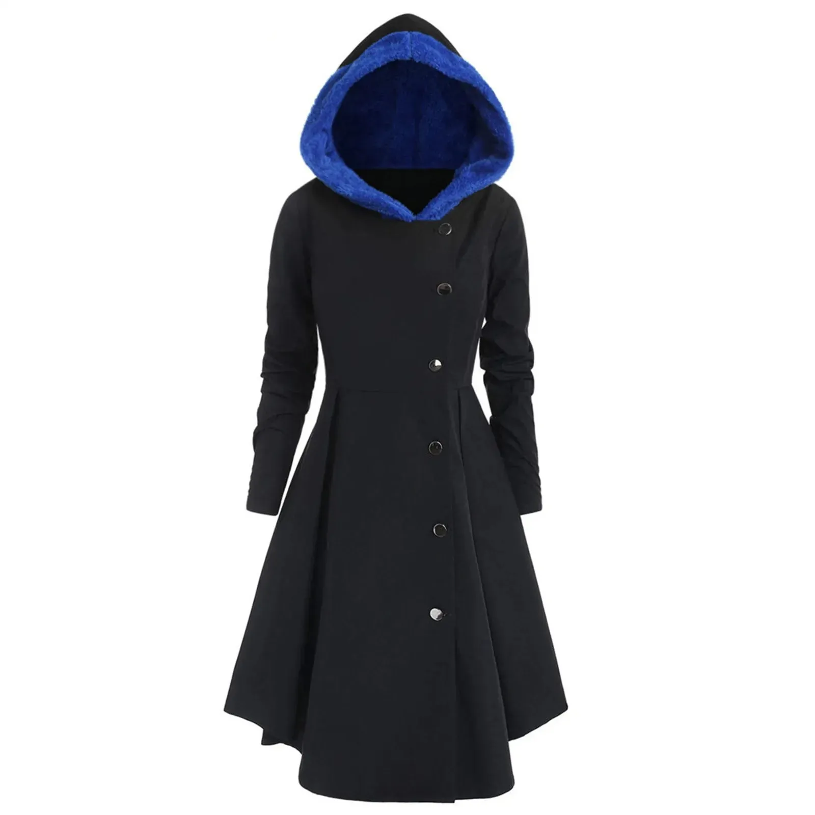 Plus Size Asymmetric Fleece Hooded Coat