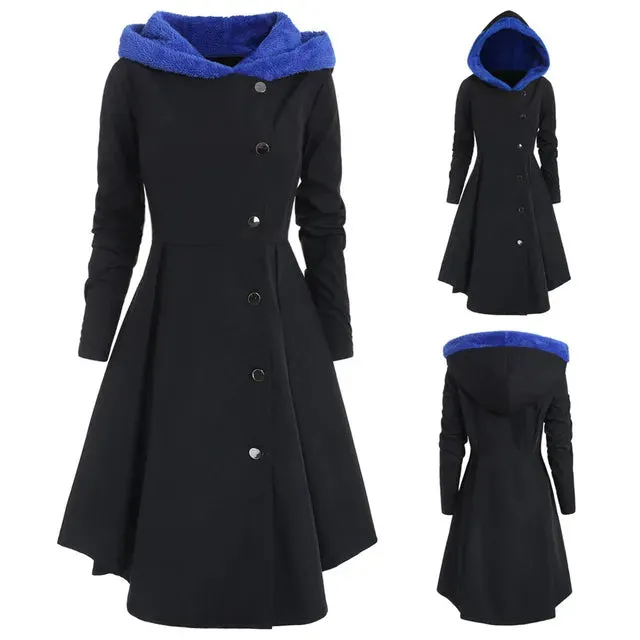 Plus Size Asymmetric Fleece Hooded Coat