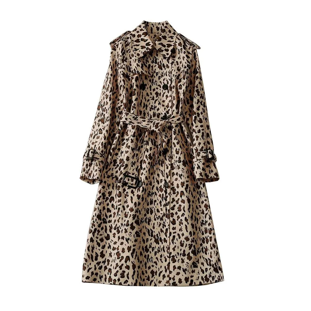 Pre Order:  Epaulettes Leopard Print Trench Coat