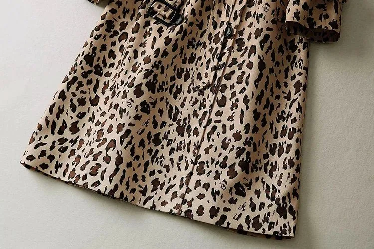 Pre Order:  Epaulettes Leopard Print Trench Coat