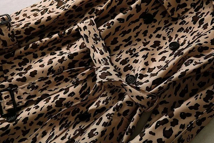 Pre Order:  Epaulettes Leopard Print Trench Coat