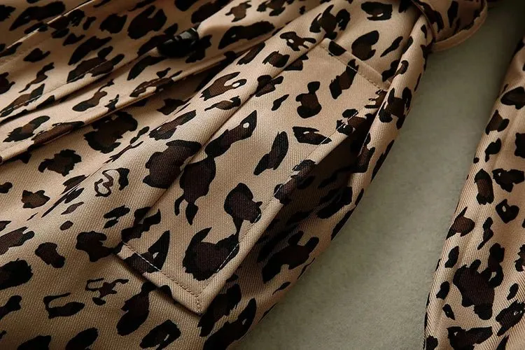 Pre Order:  Epaulettes Leopard Print Trench Coat