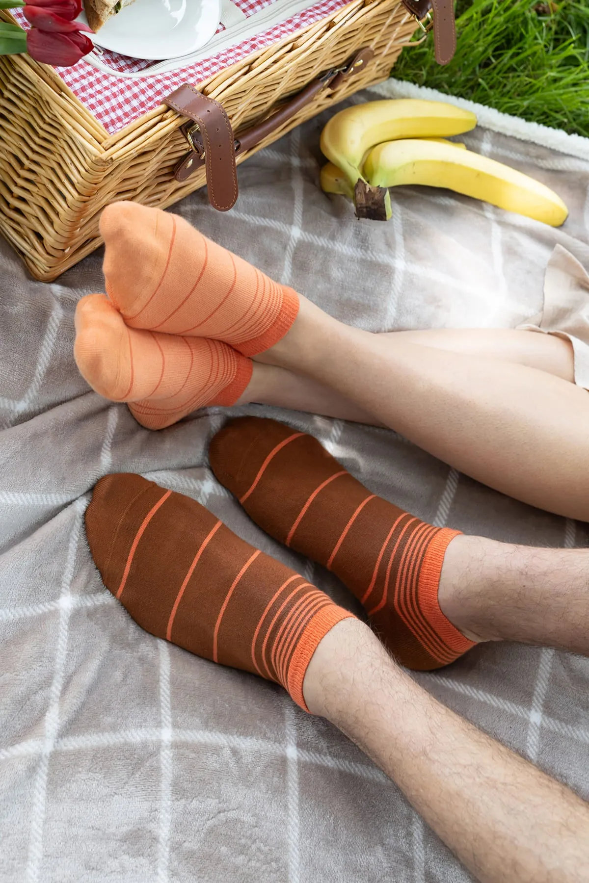 Retro Stripe Women's Trainer Socks - Orange