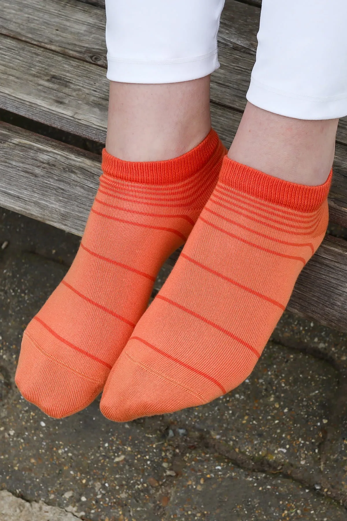 Retro Stripe Women's Trainer Socks - Orange