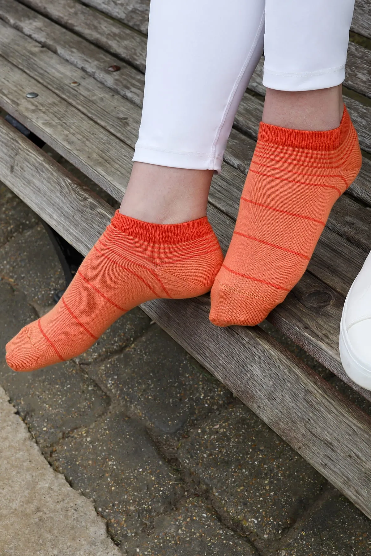 Retro Stripe Women's Trainer Socks - Orange