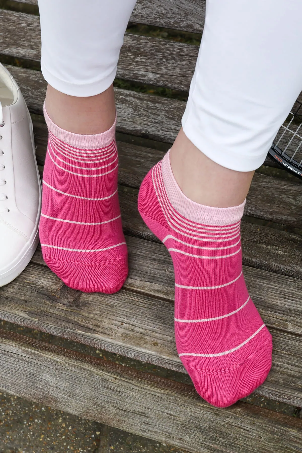 Retro Stripe Women's Trainer Socks - Pink